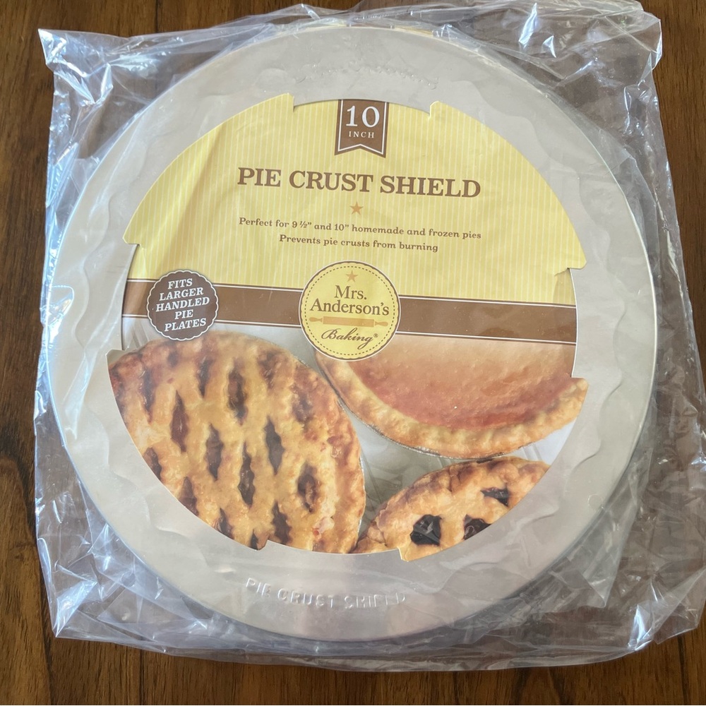 Mrs. Anderson's 10" Pie Crust Shield in Silver, Dishwasher Sage, NWT